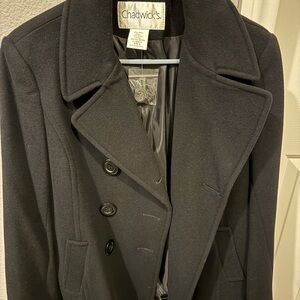 Chadwicks Classic Black Pea Coat for Women